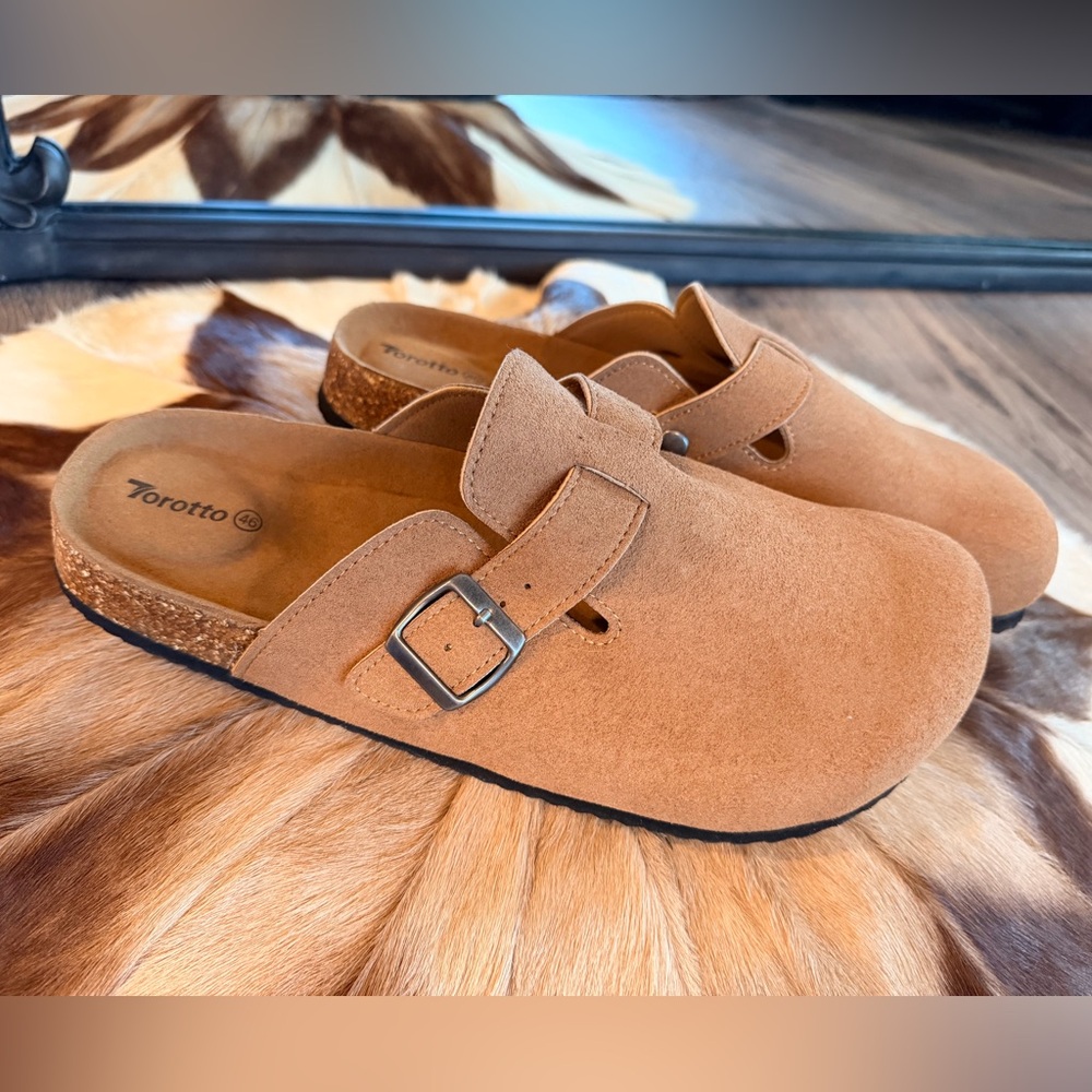 Men’s Size 12 Tan Suede Clogs | Birk Style | NEW